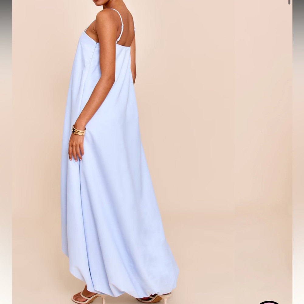 NWT Pretty Little Thing Tall Light Blue Strappy Floaty Maxi Dress - Picture 2 of 11